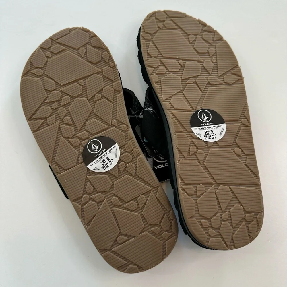 Volcom Flip Flop Sandals Recliner Black Basket Weave NWT Men’s Size 9